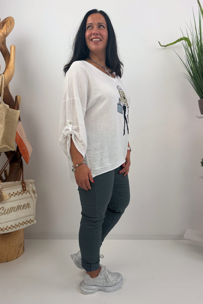 Stylisches Shirt mit Print in Weiß (42-46)