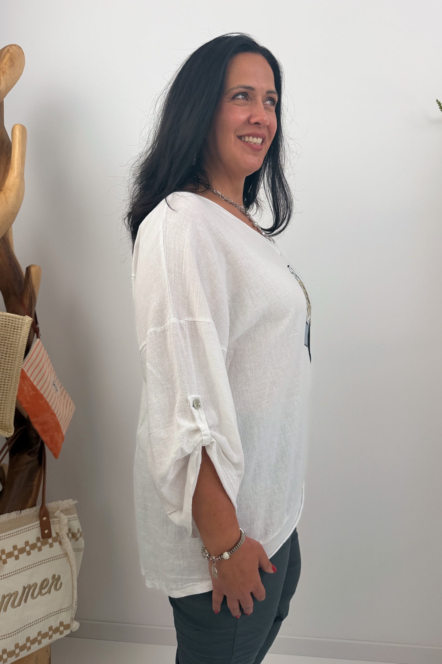 Stylisches Shirt mit Print in Weiß (42-46)