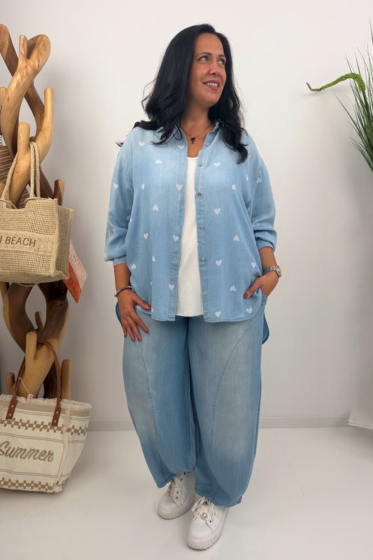 Lässig fallende Hose in Light Blue (38-44)
