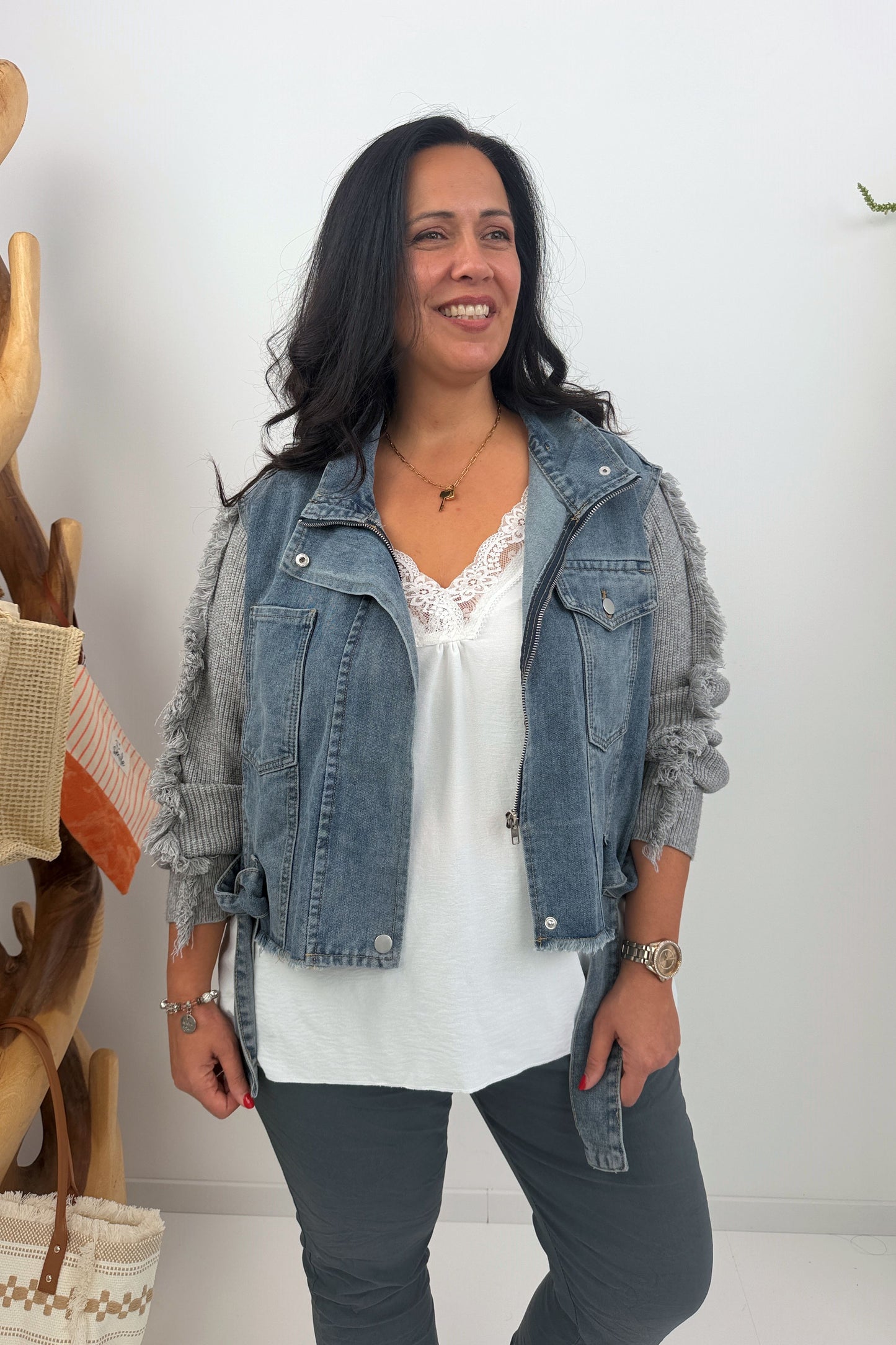 Lässige Jeansjacke in Grey Blue (38-44)