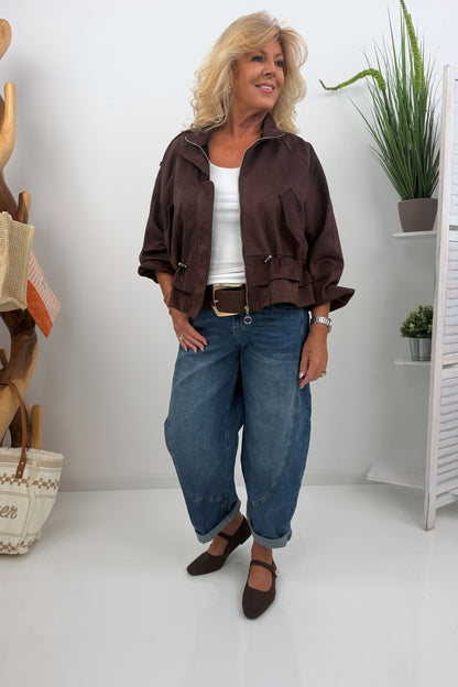 Blouson Jacke in Chocolate Veloursleder (38-44)