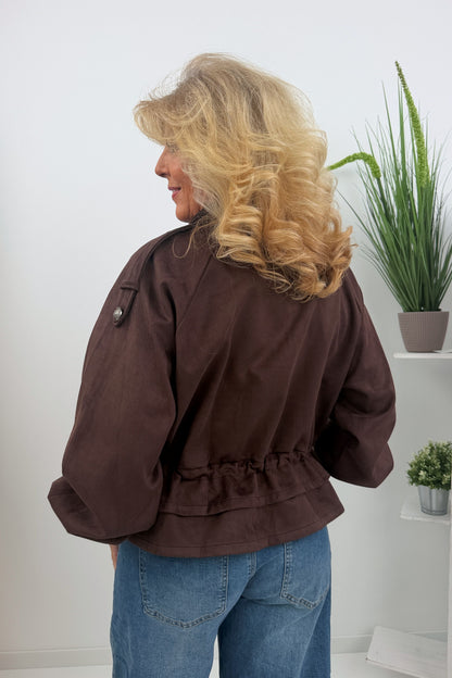 Blouson Jacke in Chocolate Veloursleder (38-44)