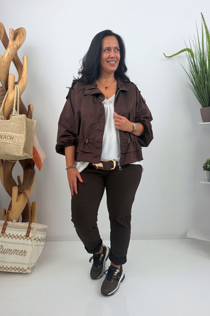 Blouson Jacke in Chocolate Veloursleder (38-44)
