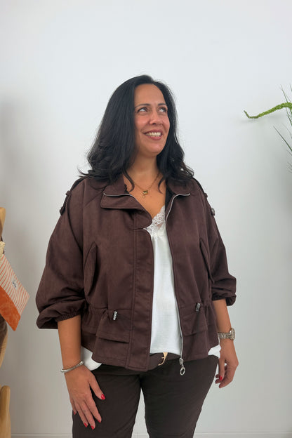 Blouson Jacke in Chocolate Veloursleder (38-44)