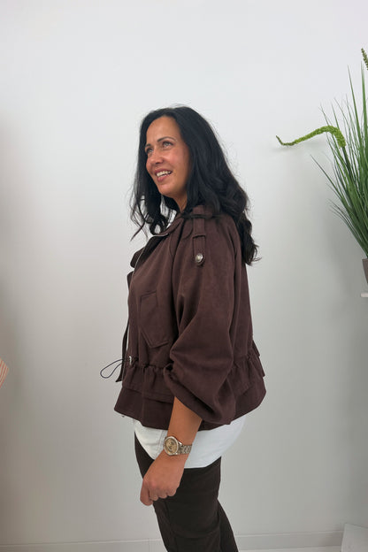 Blouson Jacke in Chocolate Veloursleder (38-44)