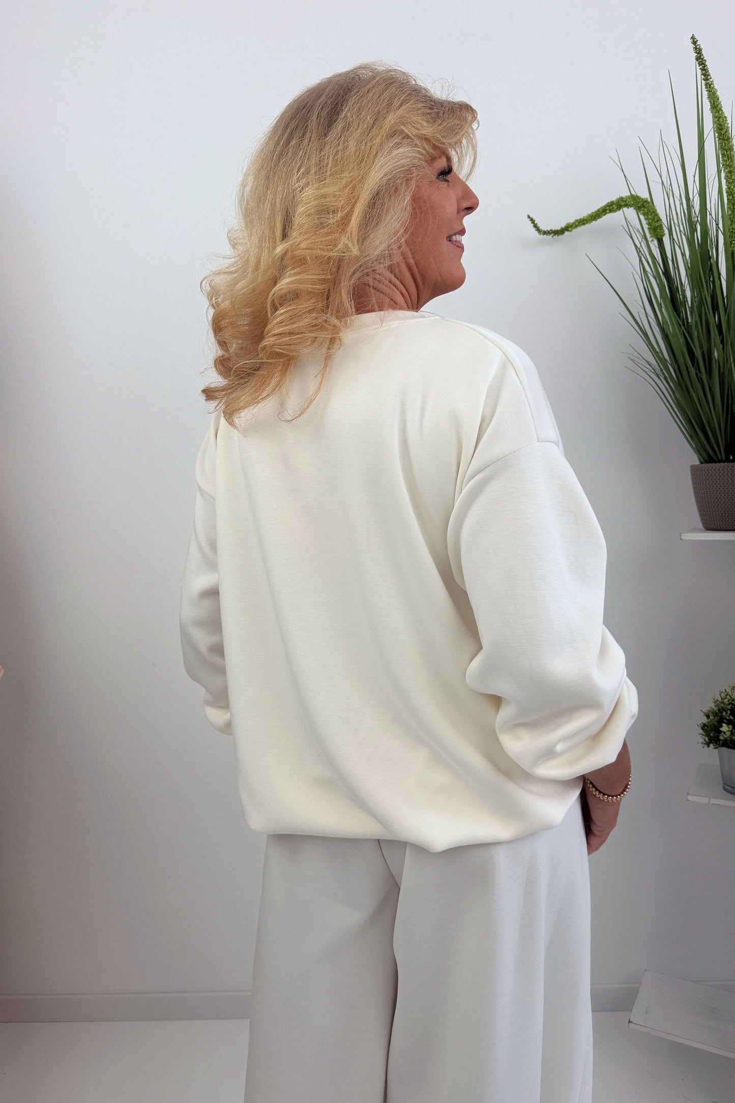 Lässiges Sweatshirt in Off-White (38-42)