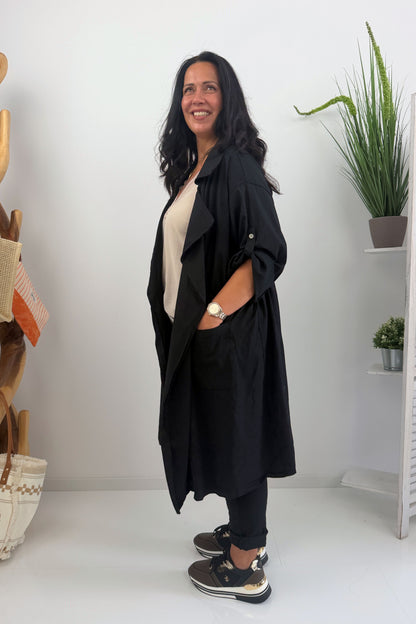 Eleganter Mantel in Schwarz (40-46)