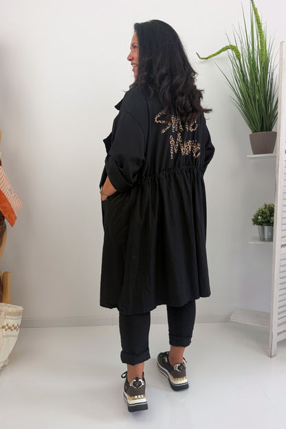 Eleganter Mantel in Schwarz (40-46)