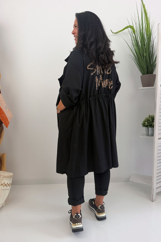 Eleganter Mantel in Schwarz (40-46)
