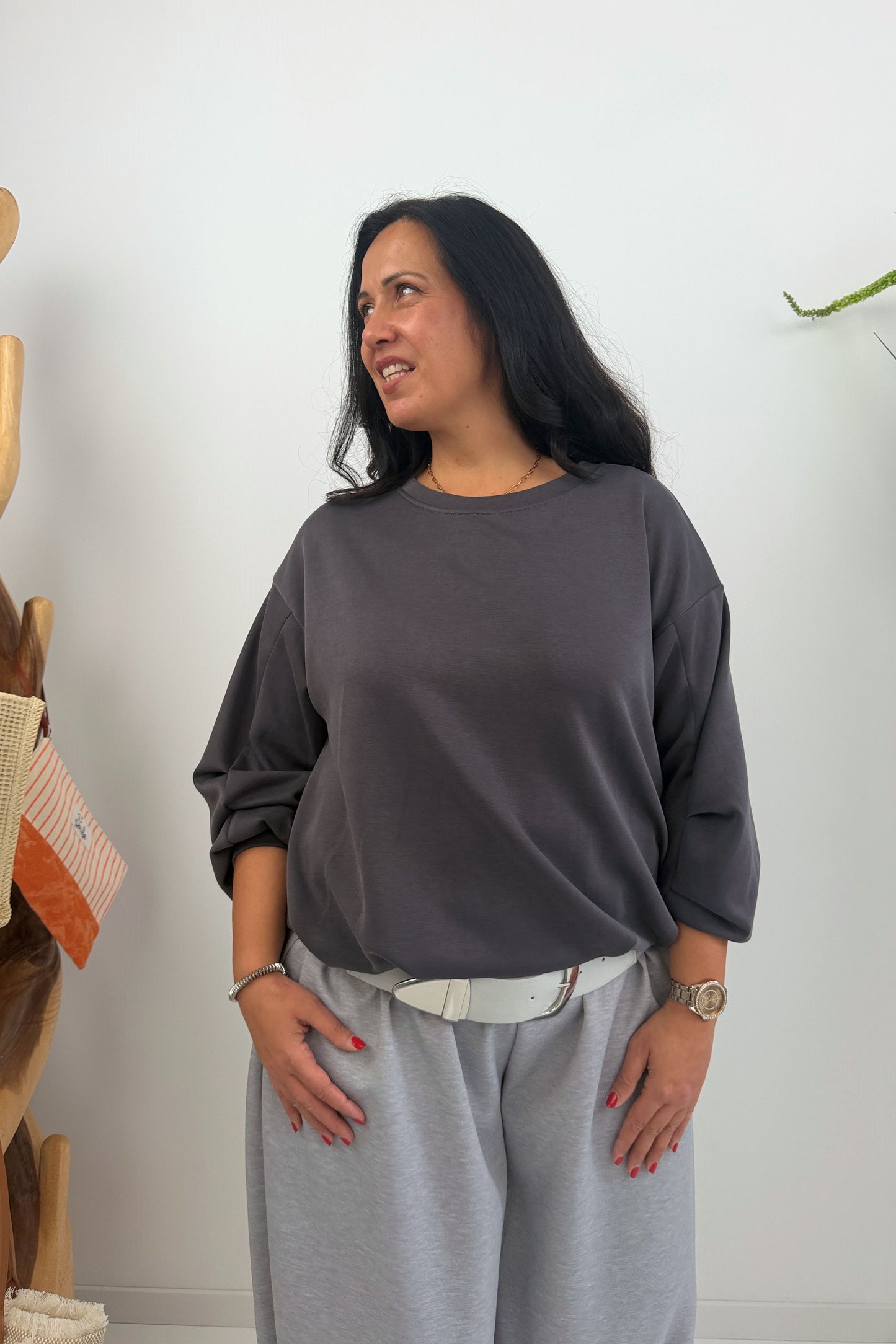 Lässiges Sweatshirt in Grau (38-42)