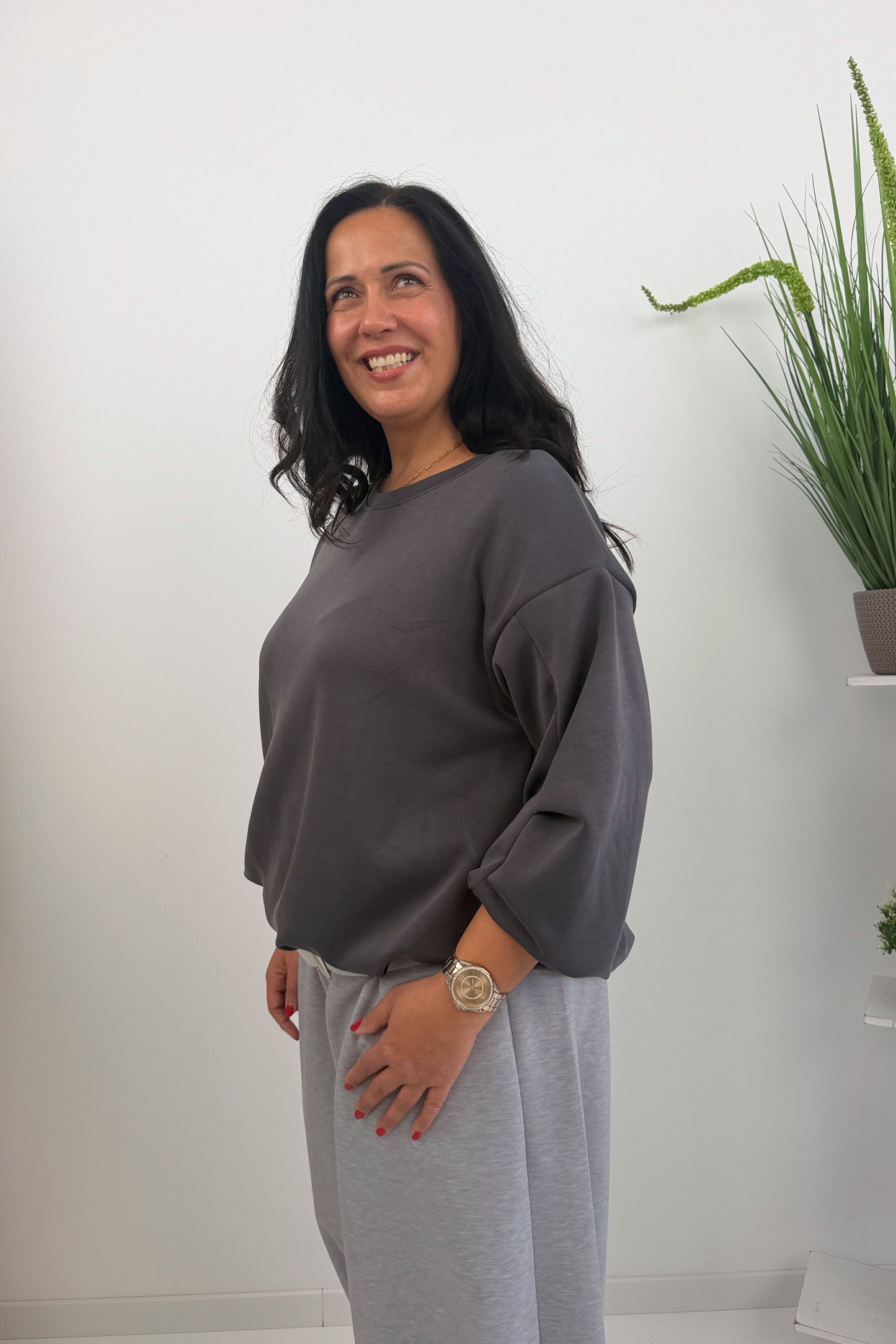 Lässiges Sweatshirt in Grau (38-42)