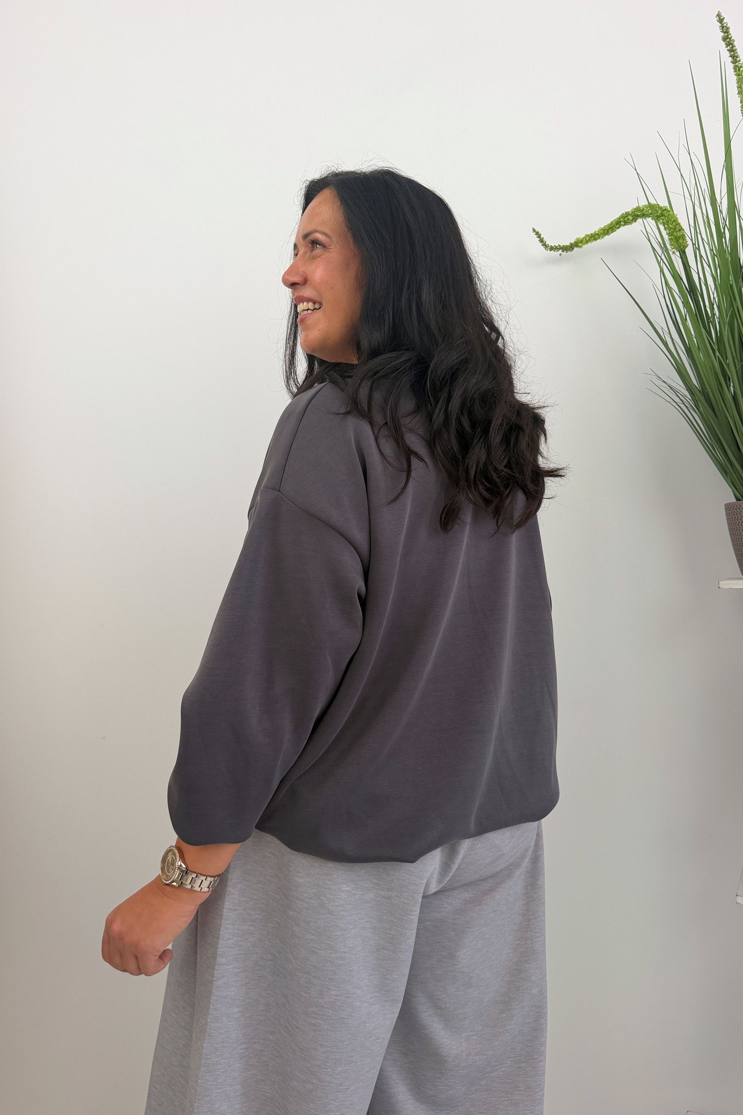 Lässiges Sweatshirt in Grau (38-42)