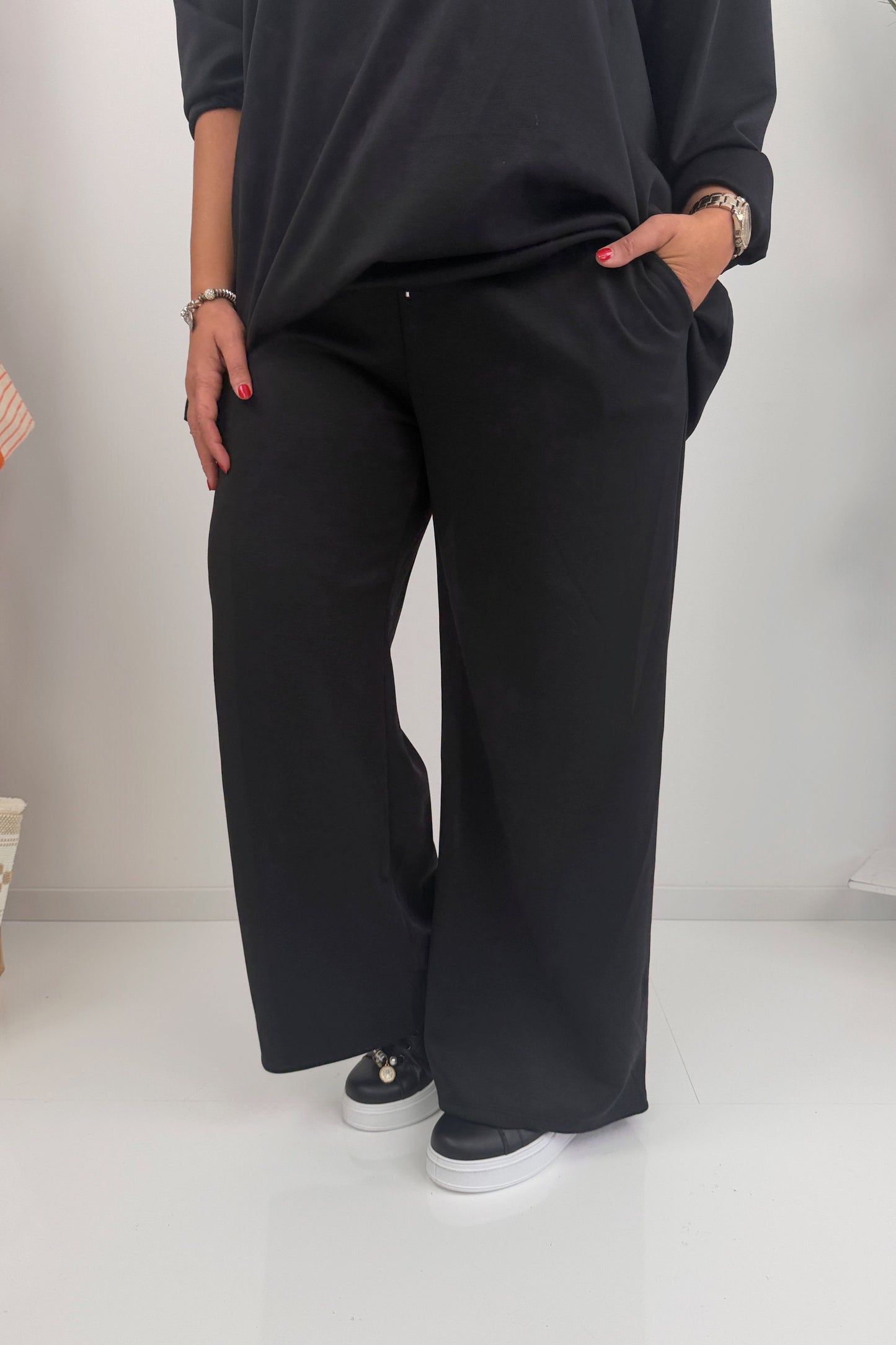 Stilvoller zweiteiliger Anzug in Schwarz Hose und Oberteil (42-46)