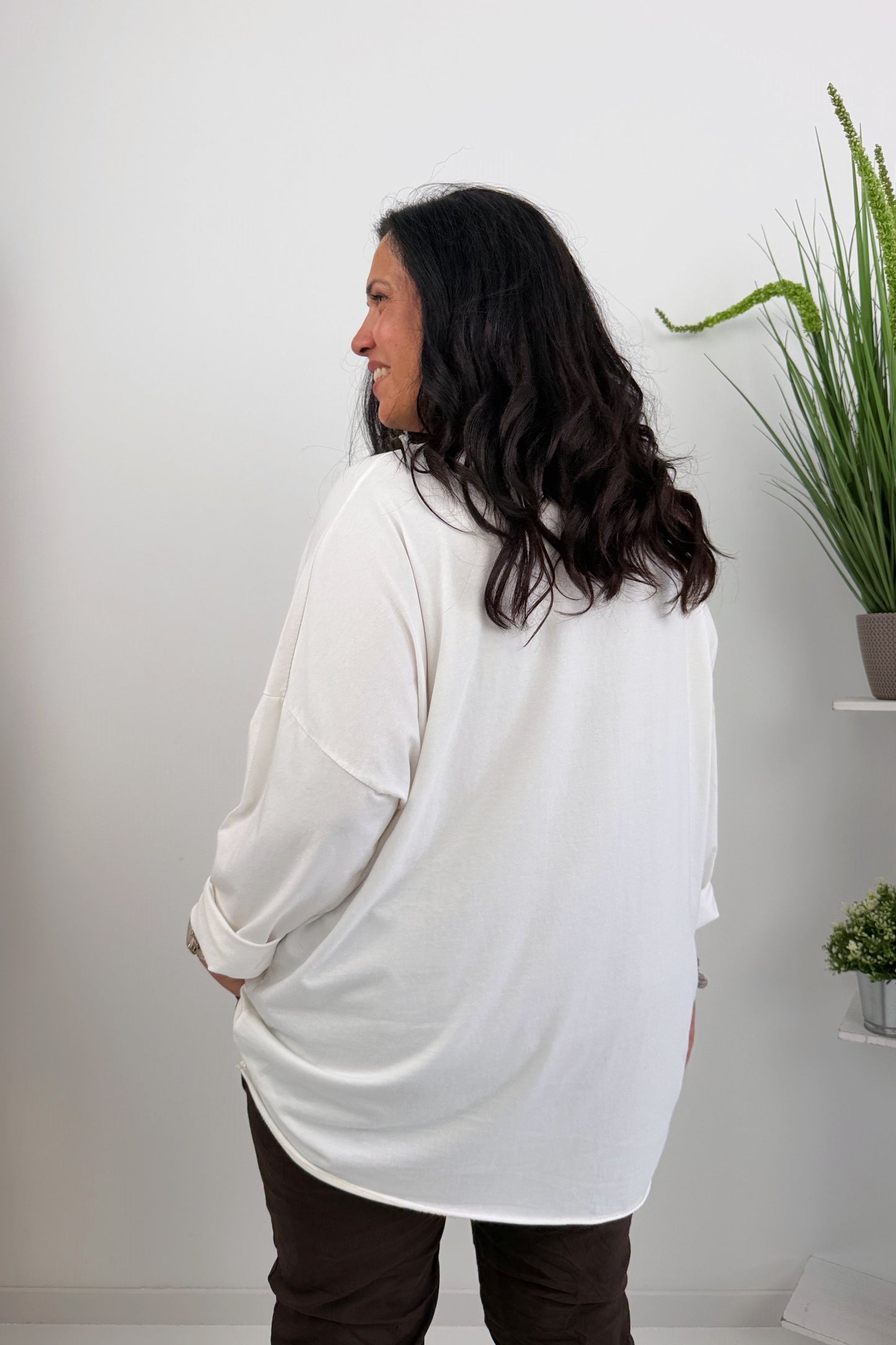 Modernes Shirt in Off-White (40-46)