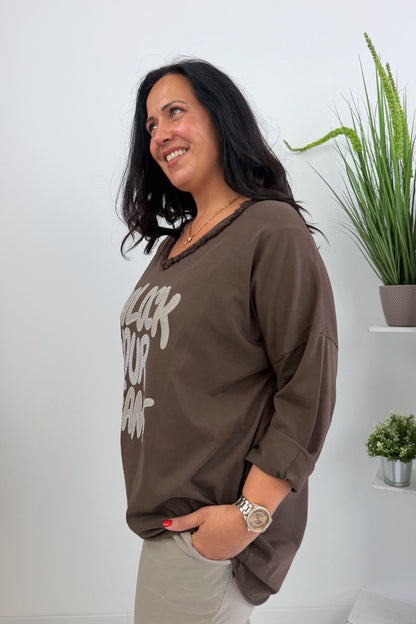 Modernes Shirt in Chocolate (42-46)