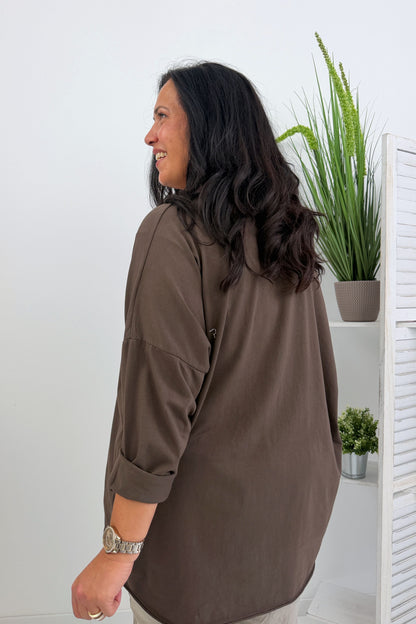 Modernes Shirt in Chocolate (42-46)