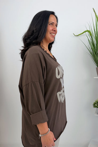 Modernes Shirt in Chocolate (42-46)