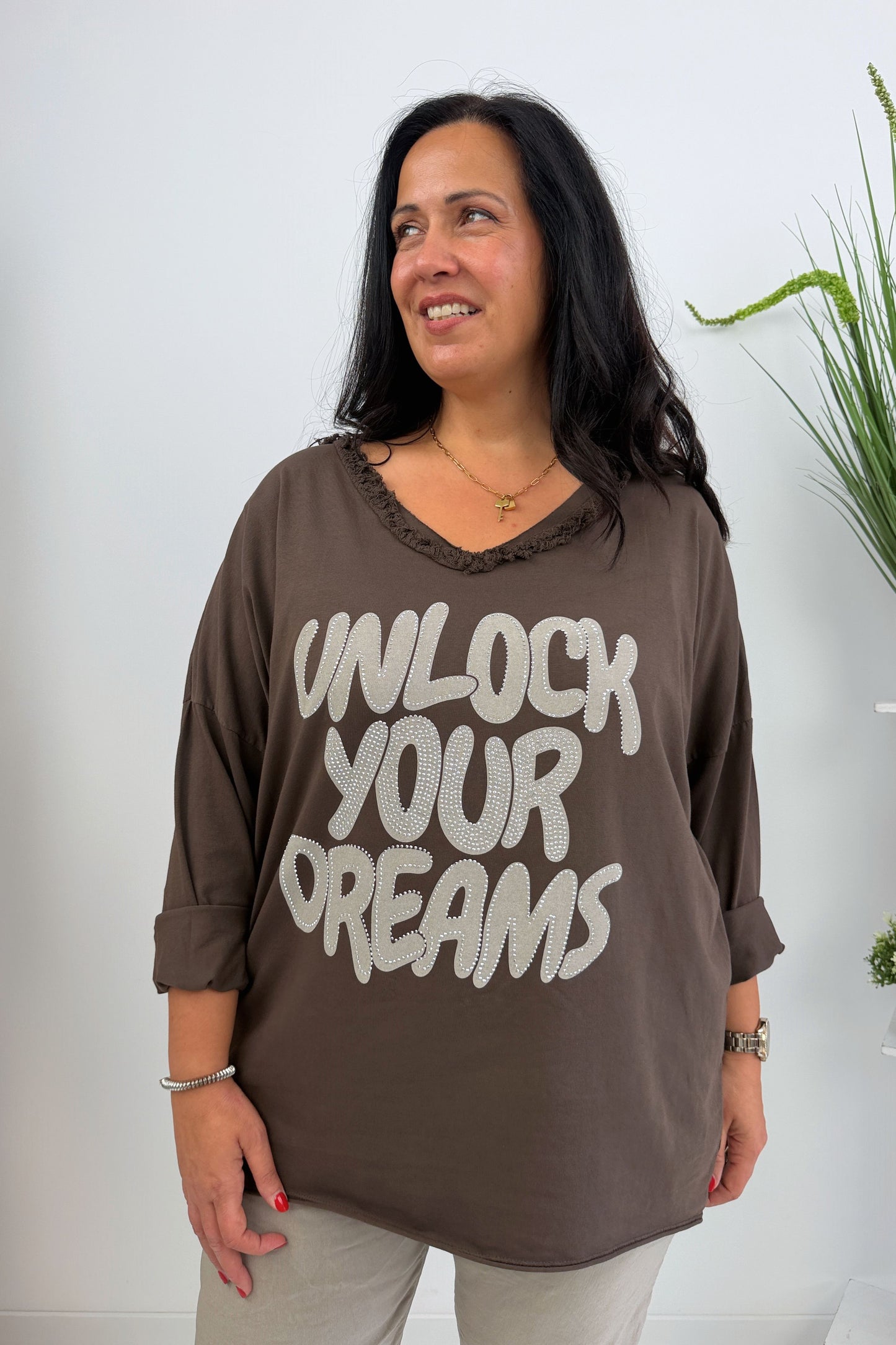 Modernes Shirt in Chocolate (42-46)