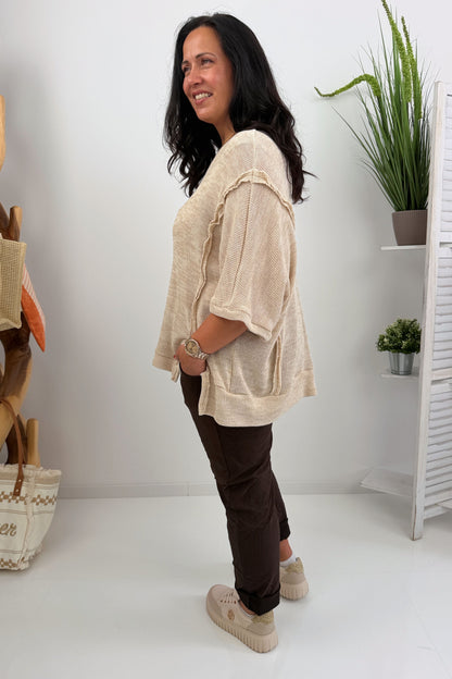 Bequemer Pullover in Beige (42-46+)