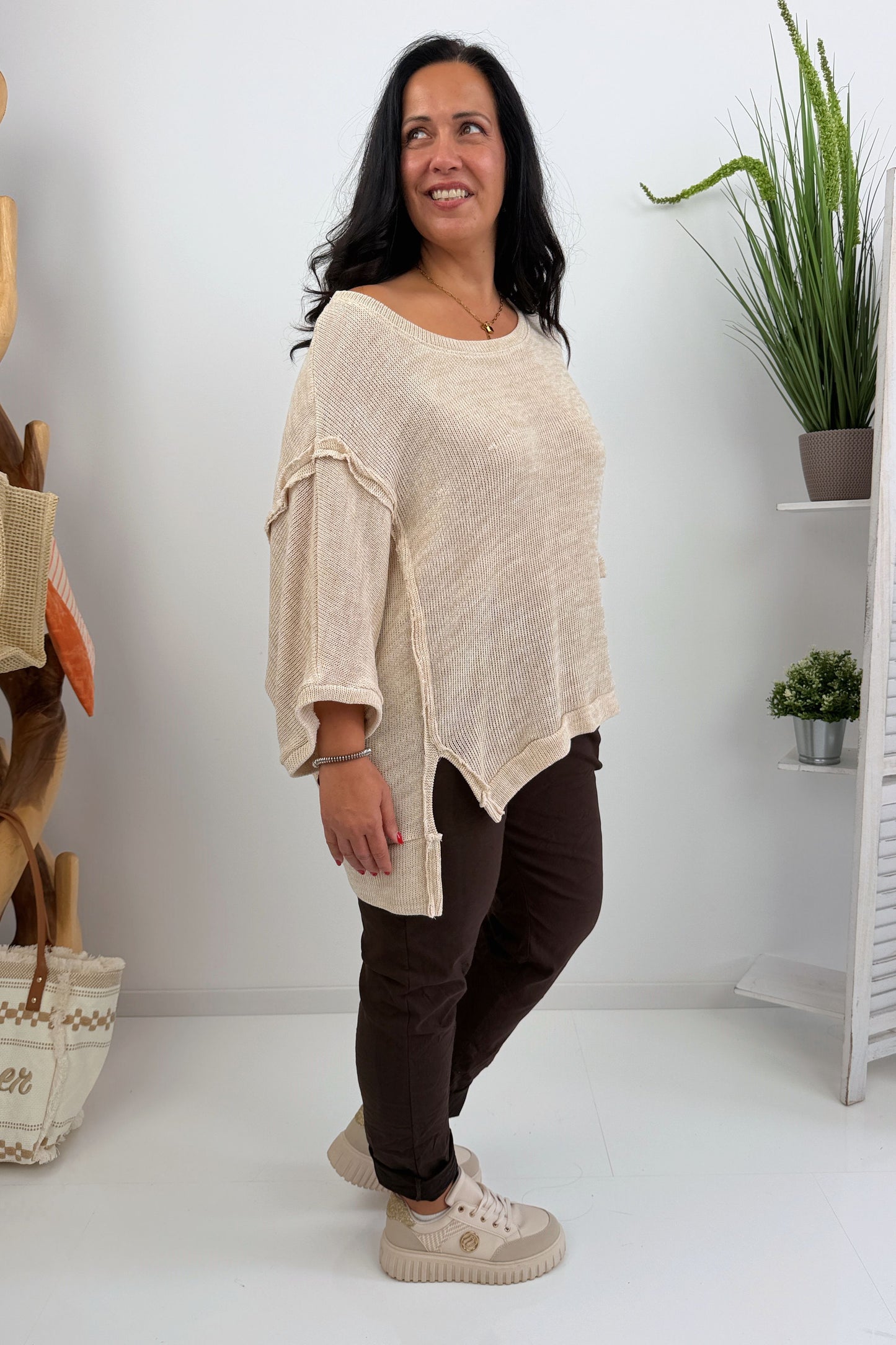 Bequemer Pullover in Beige (42-46+)