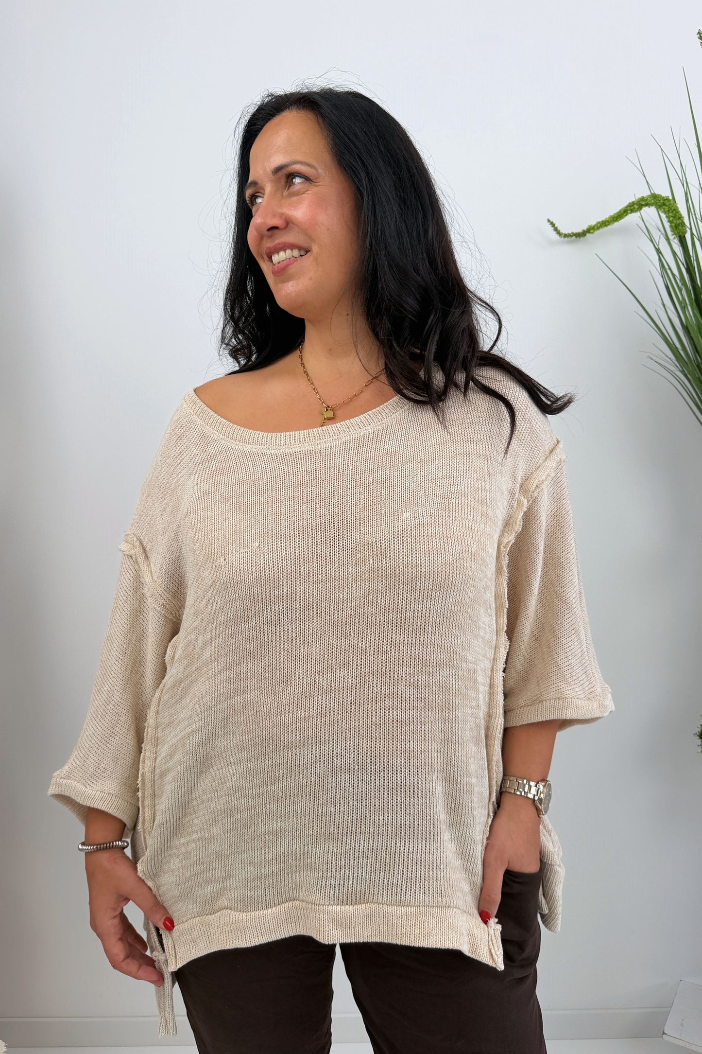 Bequemer Pullover in Beige (42-46+)