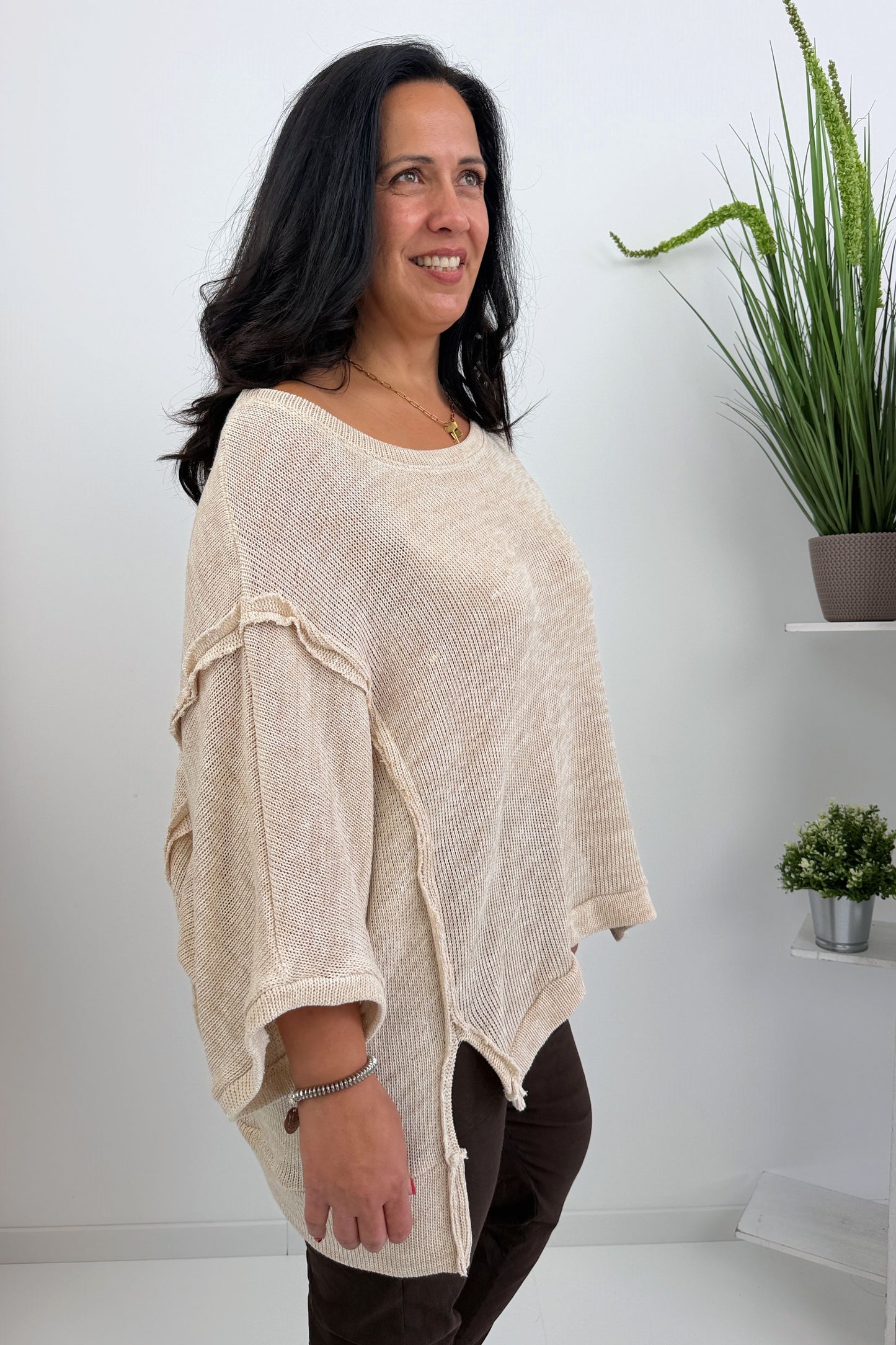 Bequemer Pullover in Beige (42-46+)