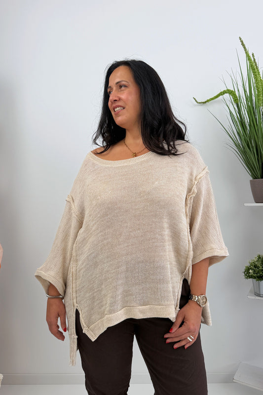 Bequemer Pullover in Beige (42-46+)
