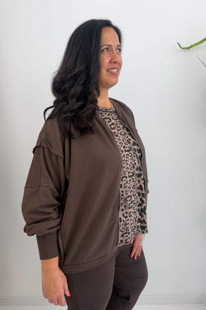 Stylische Sweatjacke in Chocolate (40-44/46)