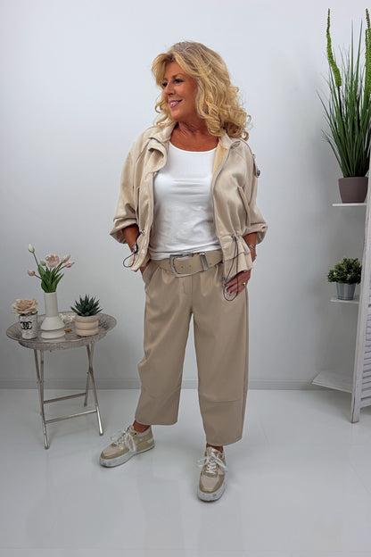 Blouson Jacke in Beige Veloursleder (38-44)