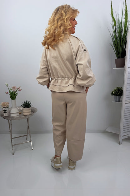Blouson Jacke in Beige Veloursleder (38-44)