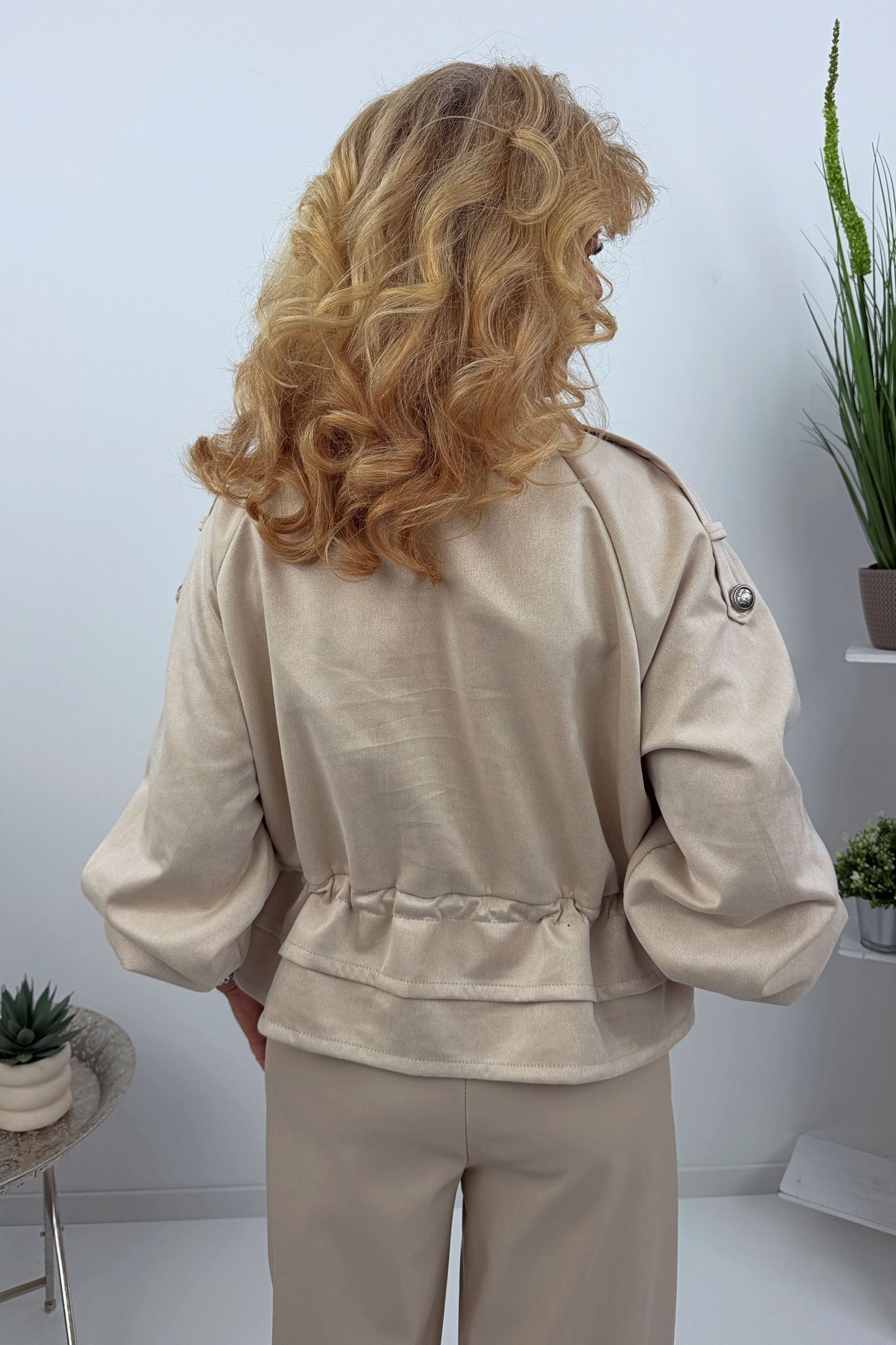 Blouson Jacke in Beige Veloursleder (38-44)
