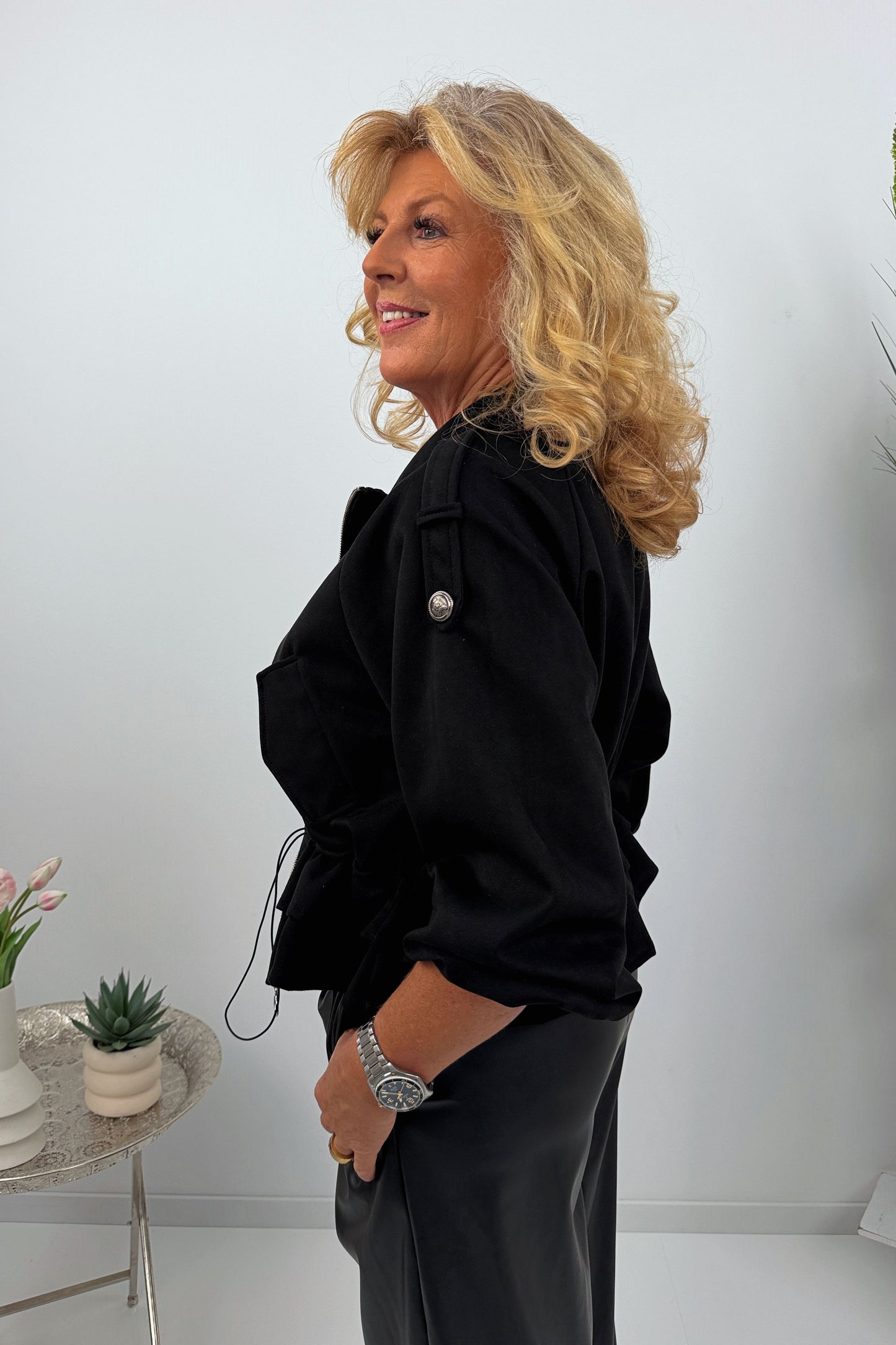 Blouson Jacke in Schwarz Veloursleder (38-44)