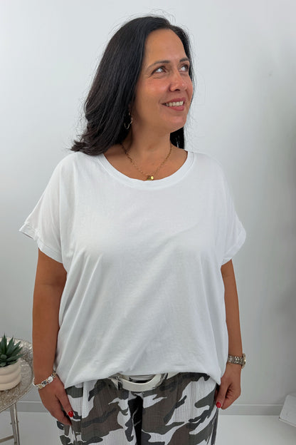 Zeitloses T-Shirt in klassischem Weiß (42-46/48)