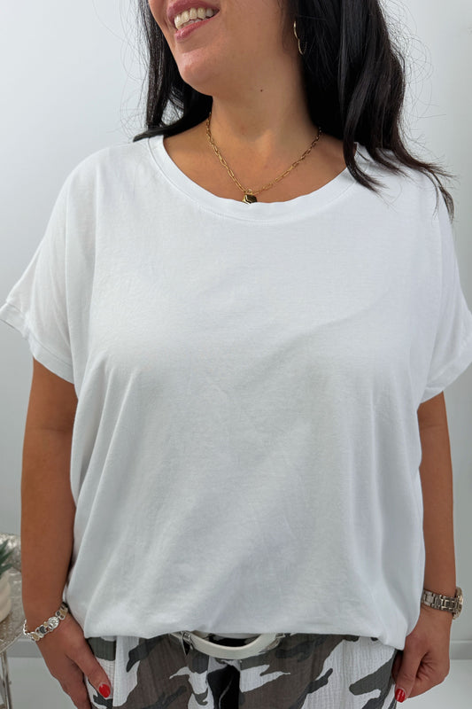 Zeitloses T-Shirt in klassischem Weiß (42-46/48)
