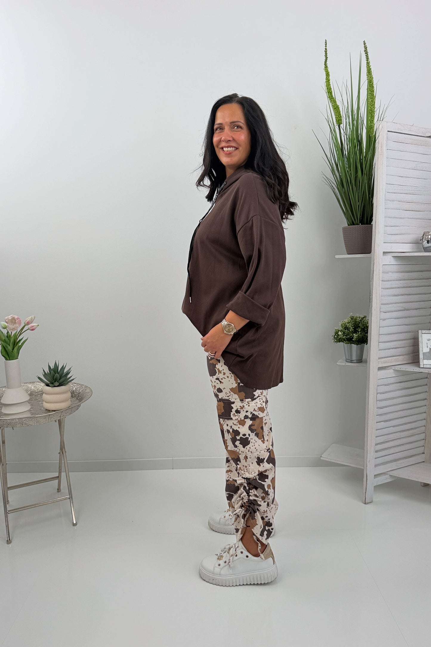 Stilvolles Sweatshirt in der Trendfarbe Chocolate (42-46)