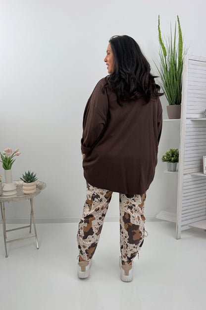 Stilvolles Sweatshirt in der Trendfarbe Chocolate (42-46)