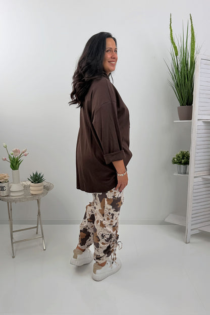 Stilvolles Sweatshirt in der Trendfarbe Chocolate (42-46)