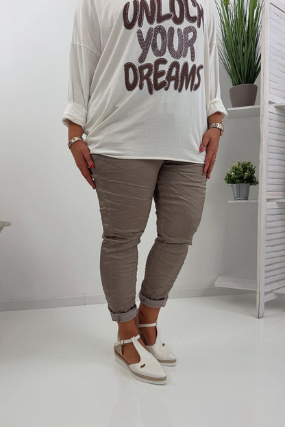 Lässige Jogpant in Taupe (42-46)