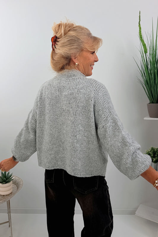 Kuschelige Strickjacke in Hellgrau (38-44)