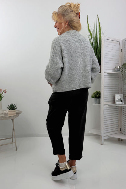 Kuschelige Strickjacke in Hellgrau (38-44)