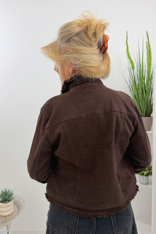 Schicke Jeansjacke in Schokofarben (40-44)