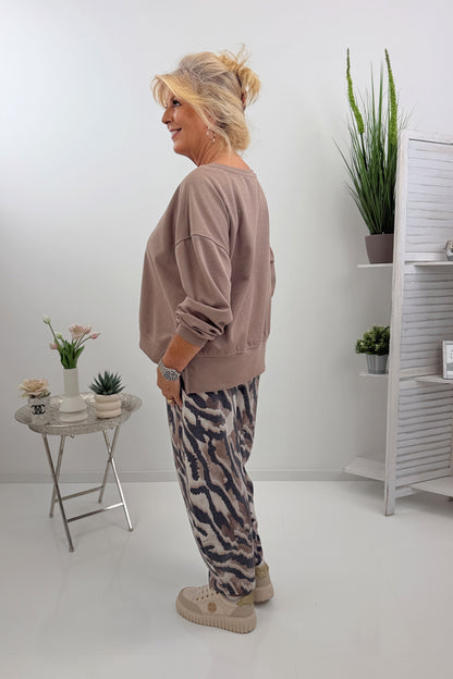 Modernes Sweatshirt in Taupe (38-44)