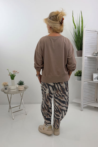 Modernes Sweatshirt in Taupe (38-44)