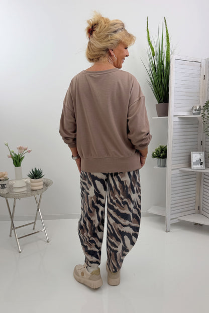 Modernes Sweatshirt in Taupe (38-44)