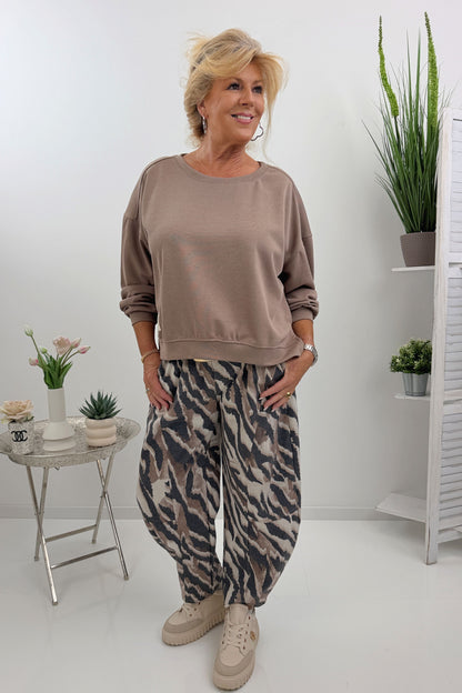 Modernes Sweatshirt in Taupe (38-44)
