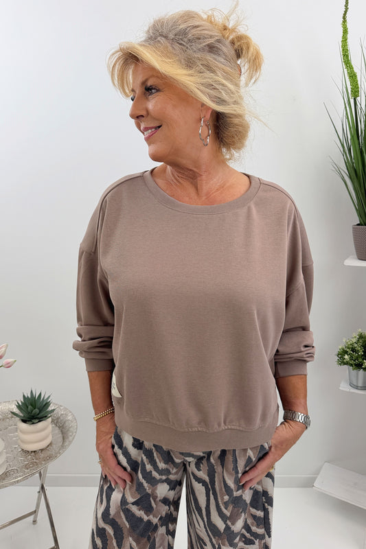 Modernes Sweatshirt in Taupe (38-44)