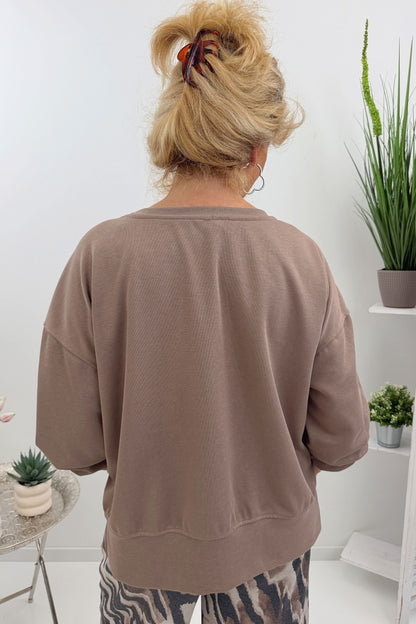 Modernes Sweatshirt in Taupe (38-44)