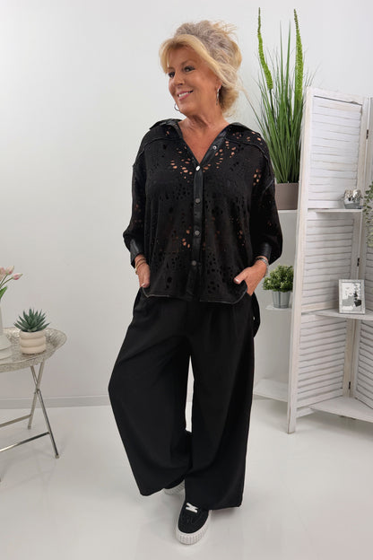 Modernes Hemd im schwarzem Lederlook (38-44)
