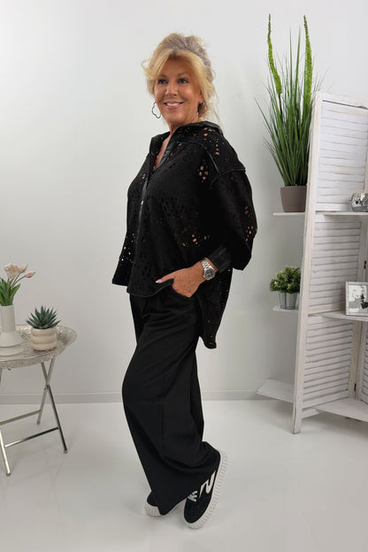 Modernes Hemd im schwarzem Lederlook (38-44)