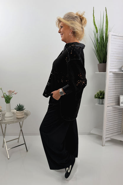 Modernes Hemd im schwarzem Lederlook (38-44)